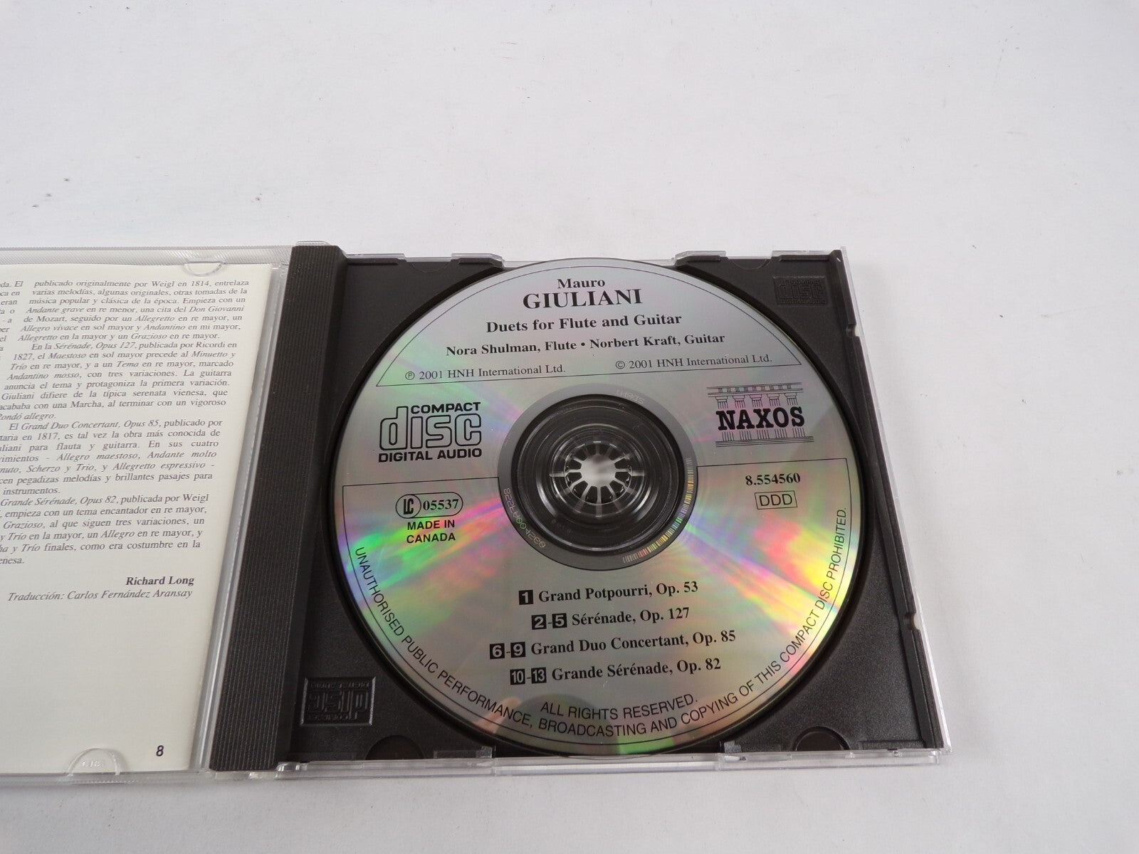 Mauro Giuliani Duets For Flute And Guitar Nobert Kraft CD#43