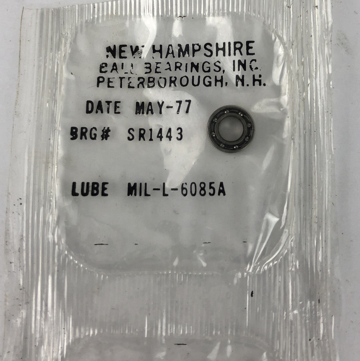 NOS NEW HAMPSHIRE BRG# SR1445 MINI BALL BEARING  Lube - MIL-L-6085A - LOOK