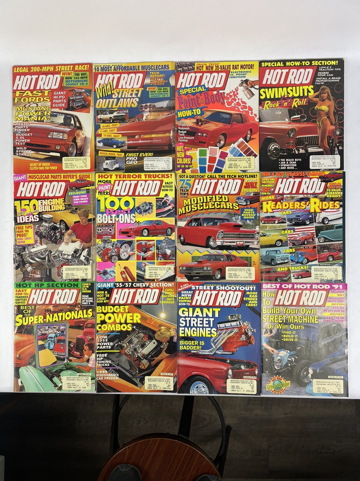 Lot of 12: VINTAGE HOT ROD MAGAZINES Complete Full Set 12 issues Jan to Dec 1991