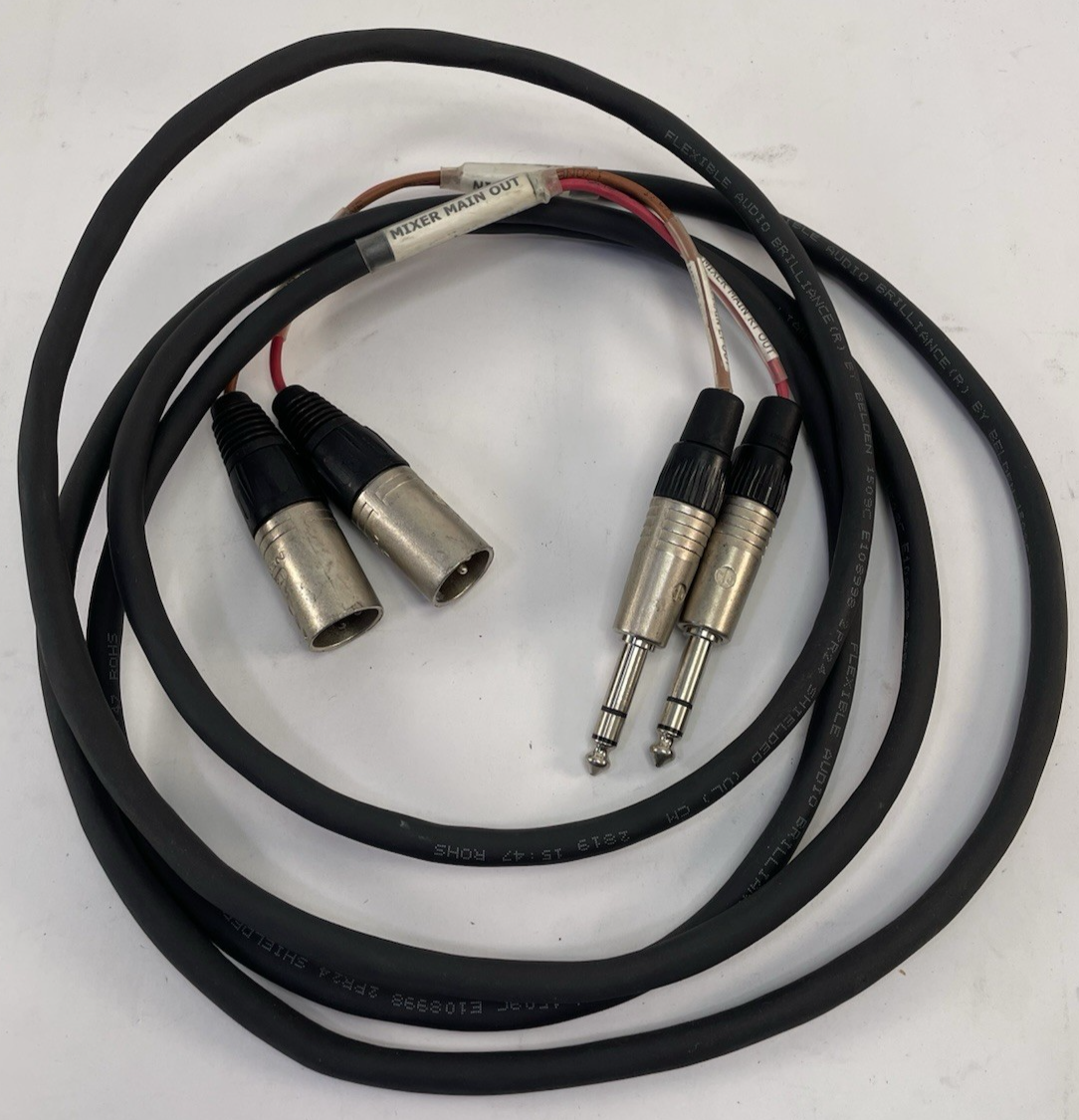 Neutrik 2 Channel 9 Ft foot 3pin XLR MALE - 1/4" TRS STEREO plug shielded audio