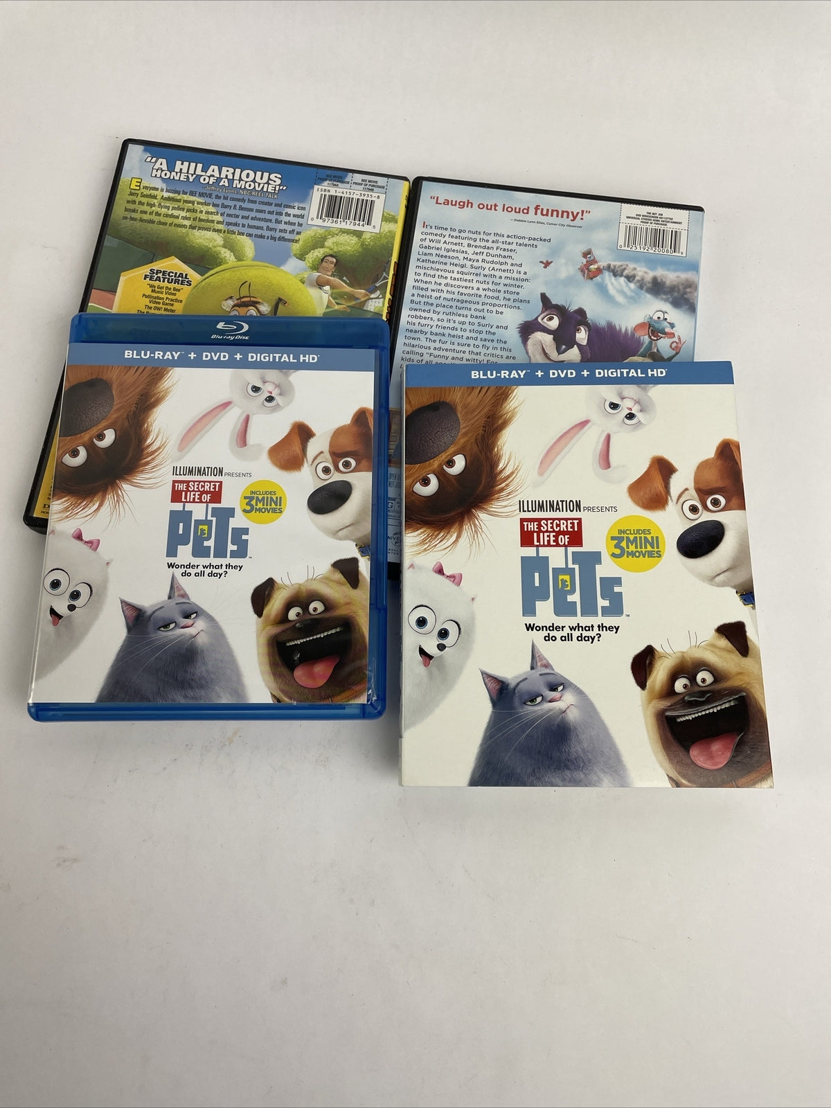 Lot of 3 Dreamworks DVD Movies Bee Movie, The Secret Lives of Pets, The Nut Job
