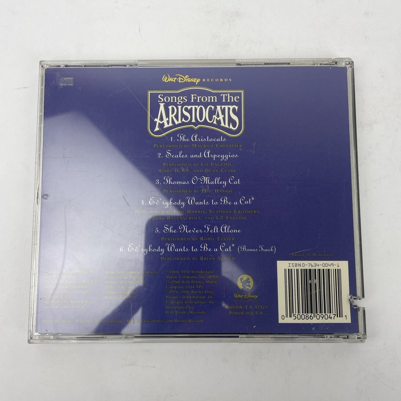 Songs From The Aristocats Walt Disney Recordings Audio CD By Robert B Sherman #1