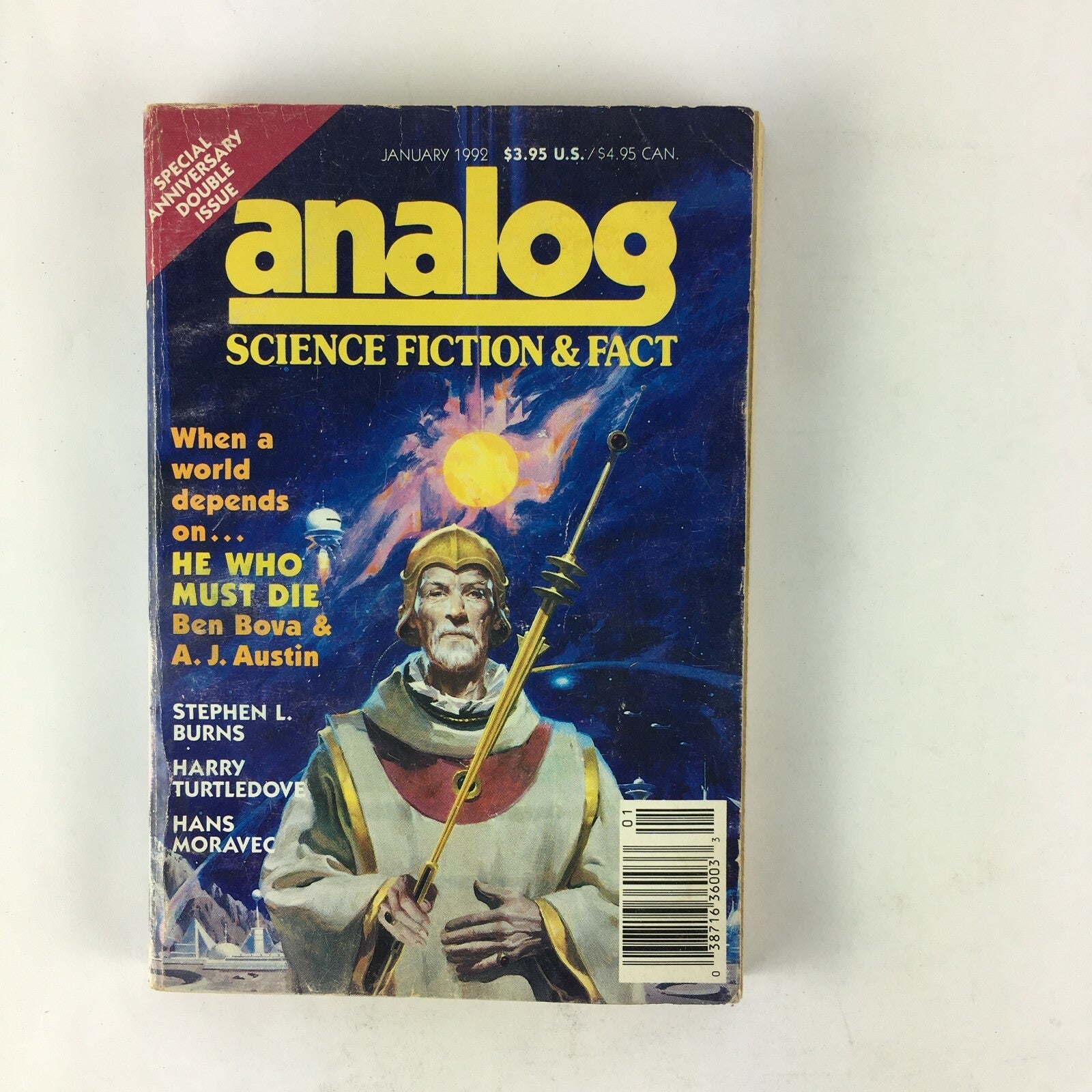 January 1992 Analog ScienceFiction Fact Magazine Stephen L.Burns Ben Bova