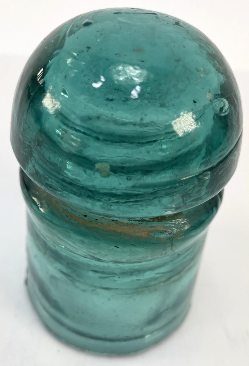 Antique Glass Pony Insulator - W Brookfield CD 102 Aqua Blue Green    -    #1