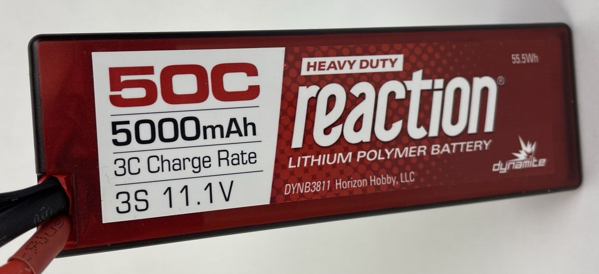 Dynamite Reaction 2.0 11.1V 5000mAh 50C 3S Hardcase LiPo RC Battery w/ EC5 Plug