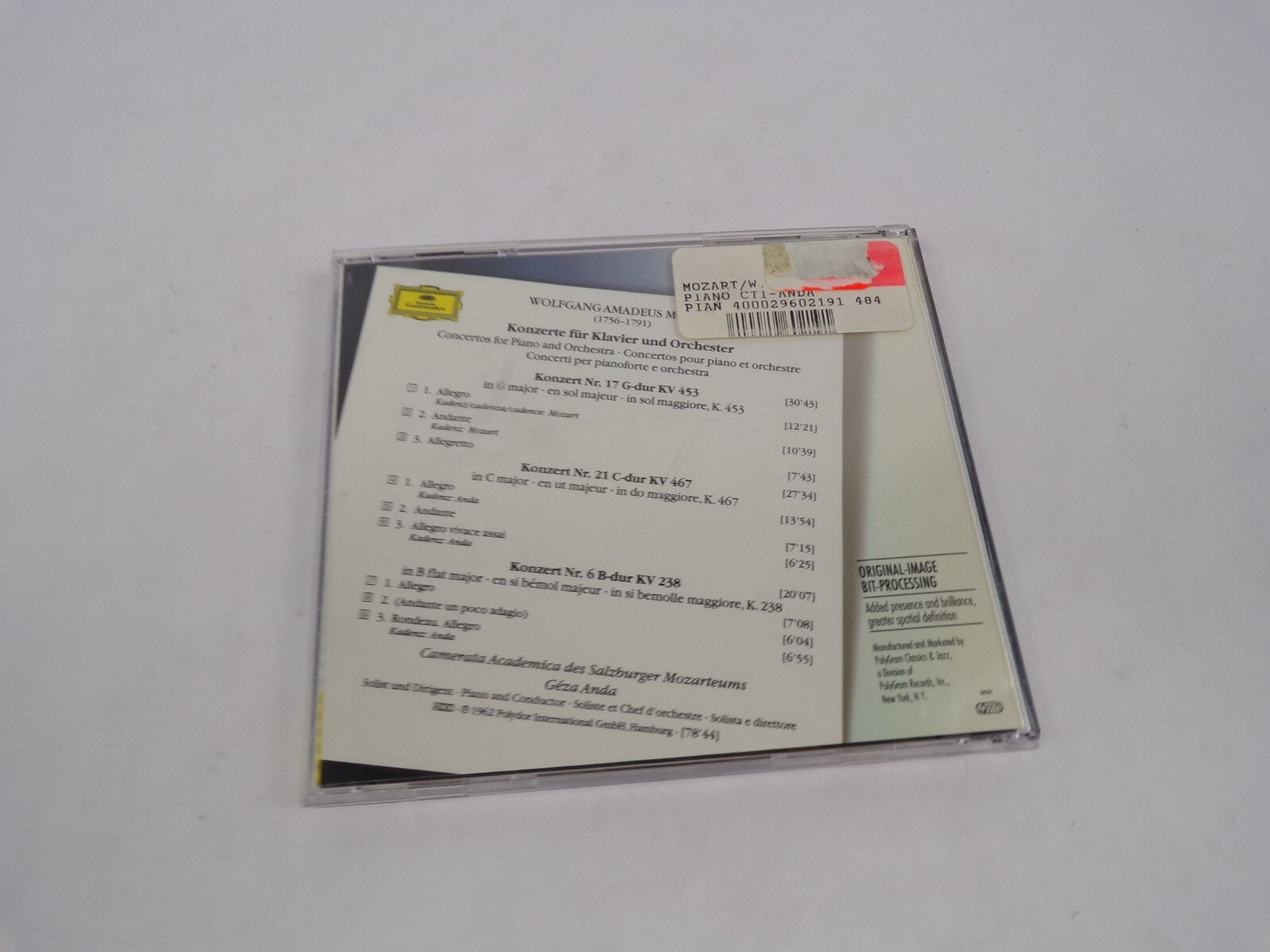 Mozart Klavierkonzerte Allegro Andane Allegremo In Si Bemolle Maggiore CD#63