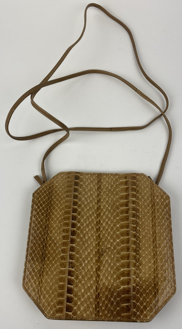Vintage Saks Fifth Avenue Vegan Snakeskin Embossed Shoulder Bag Beige CANADA