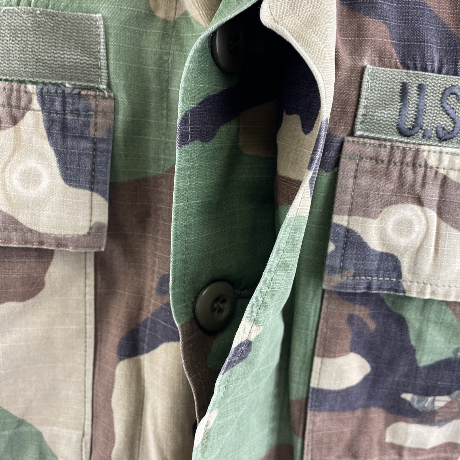 US Marines Camo Cargo Jacket Coat Hot Weather Woodland Combat Small Long
