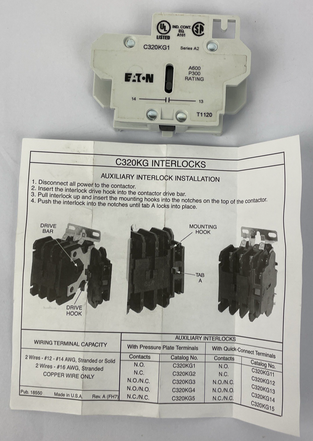 OEM Eaton C320kg1 Cutler-Hammer Dp Aux Contact,No,Side Mount For 15-75A NEW