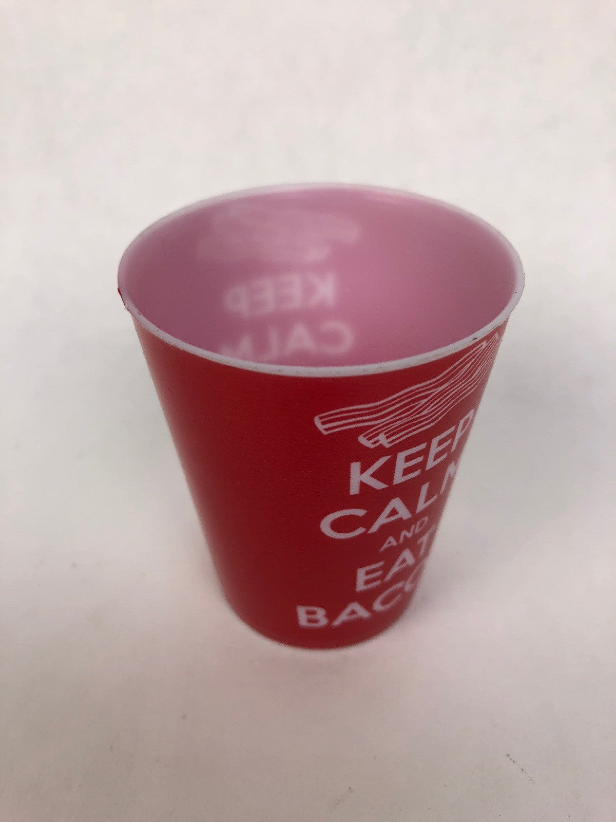 Rare Keep Calm And Eat Bacon Plastic Shot Glass - FSTSHP