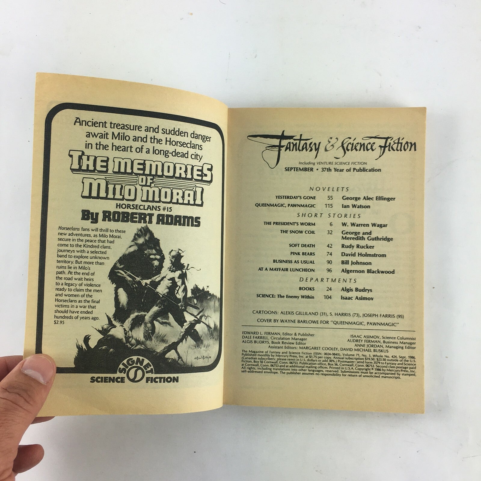 September Fantasy&Science Fiction Magazine The Enemy Within Queenmagic Pawnmagic