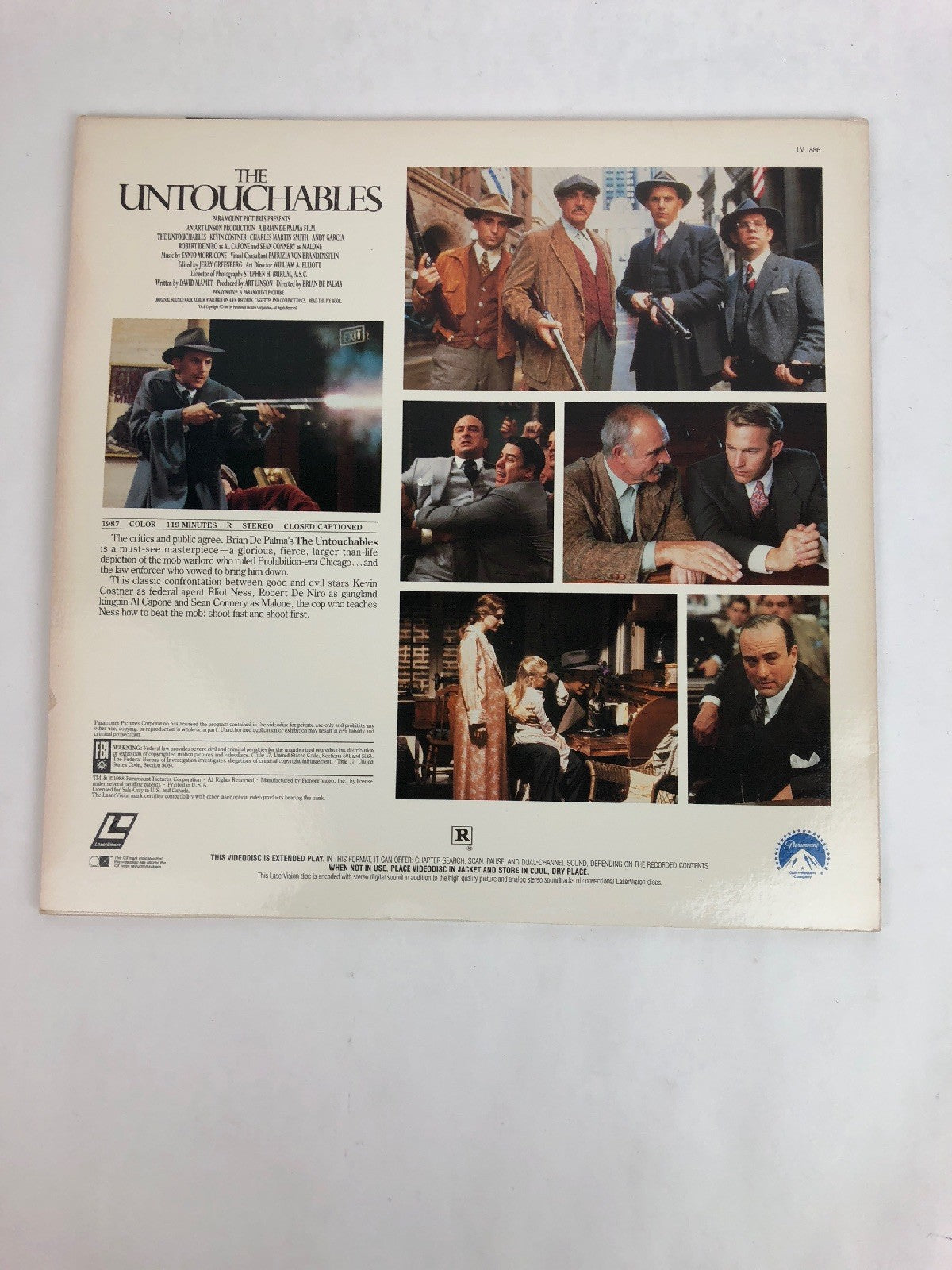 Laserdisc [W] * The Untouchables * Robert DeNiro Kevin Costner Sean Connery