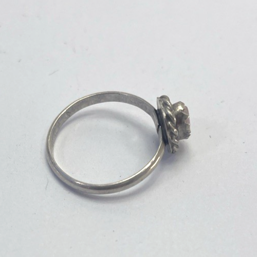 Native American Dainty  Minimalist Mother Pearl 925 Sterling Silver Ring Size 1