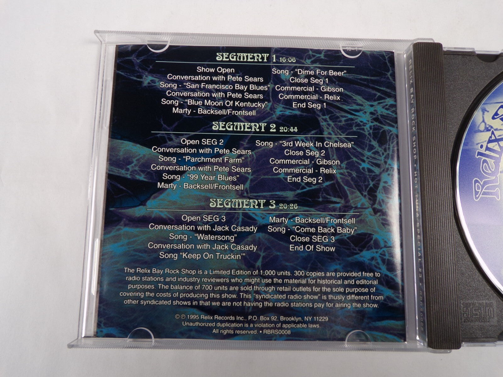 Relix Bay Rock Shop Hot Tuna Special Conversation With Pete Sears Song San CD#55