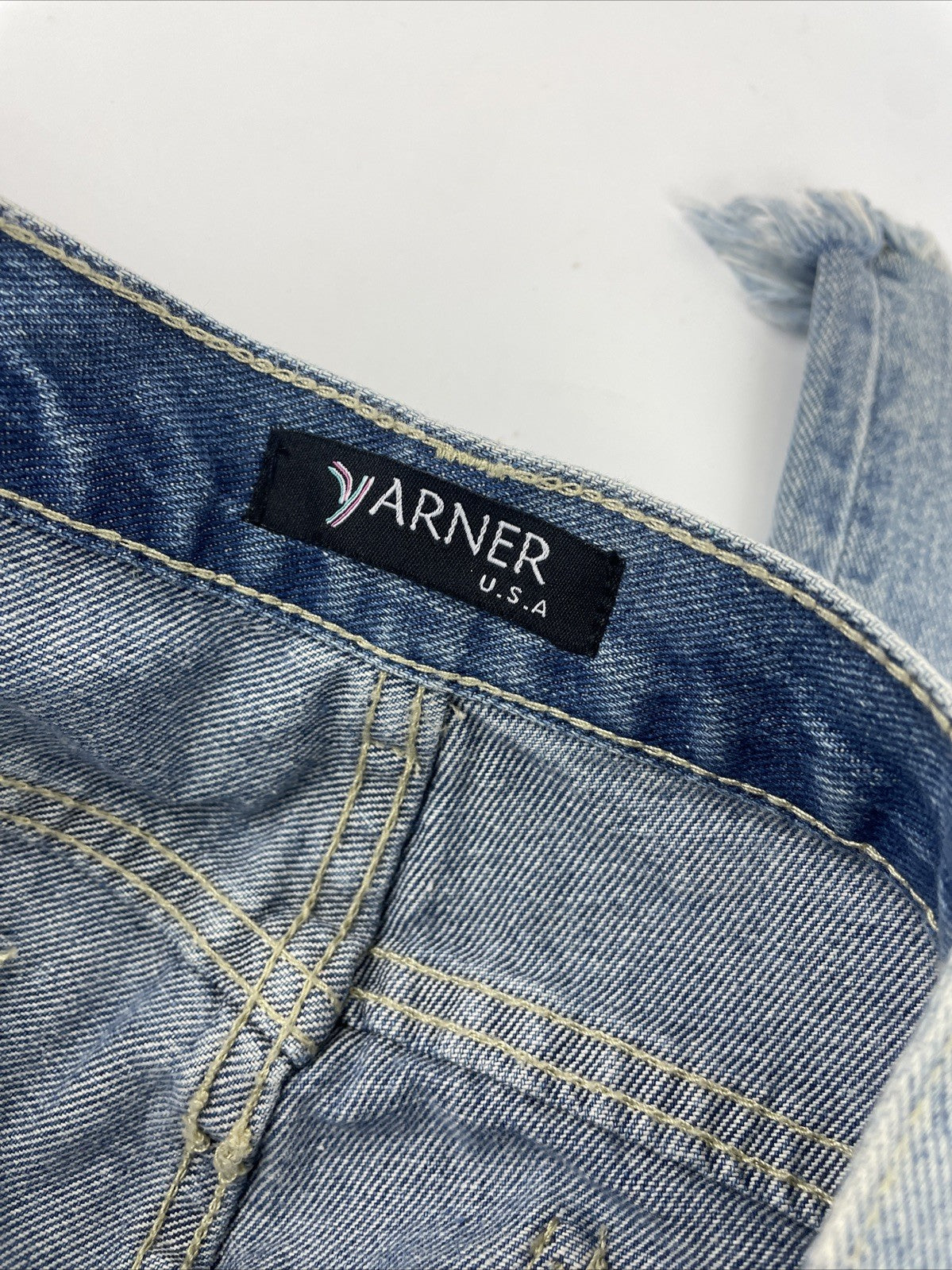 Yarner USA Distressed Torn Jeans Women's Size 11 High Rise Waist Light Blue Wash