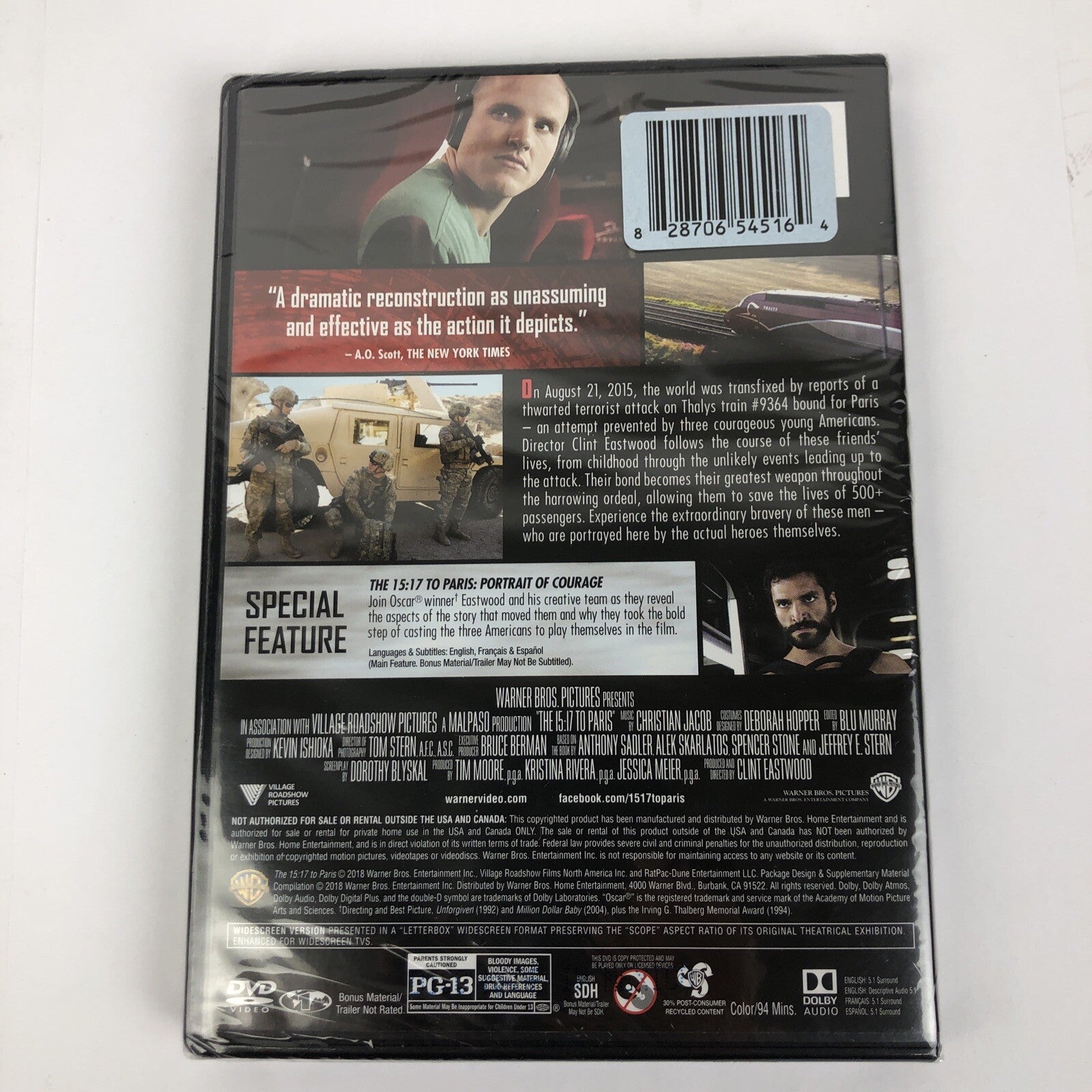 The 15:17 To Paris (DVD 2018)  Clint Eastwood [DIR]  Based A True Story NEW LOOK