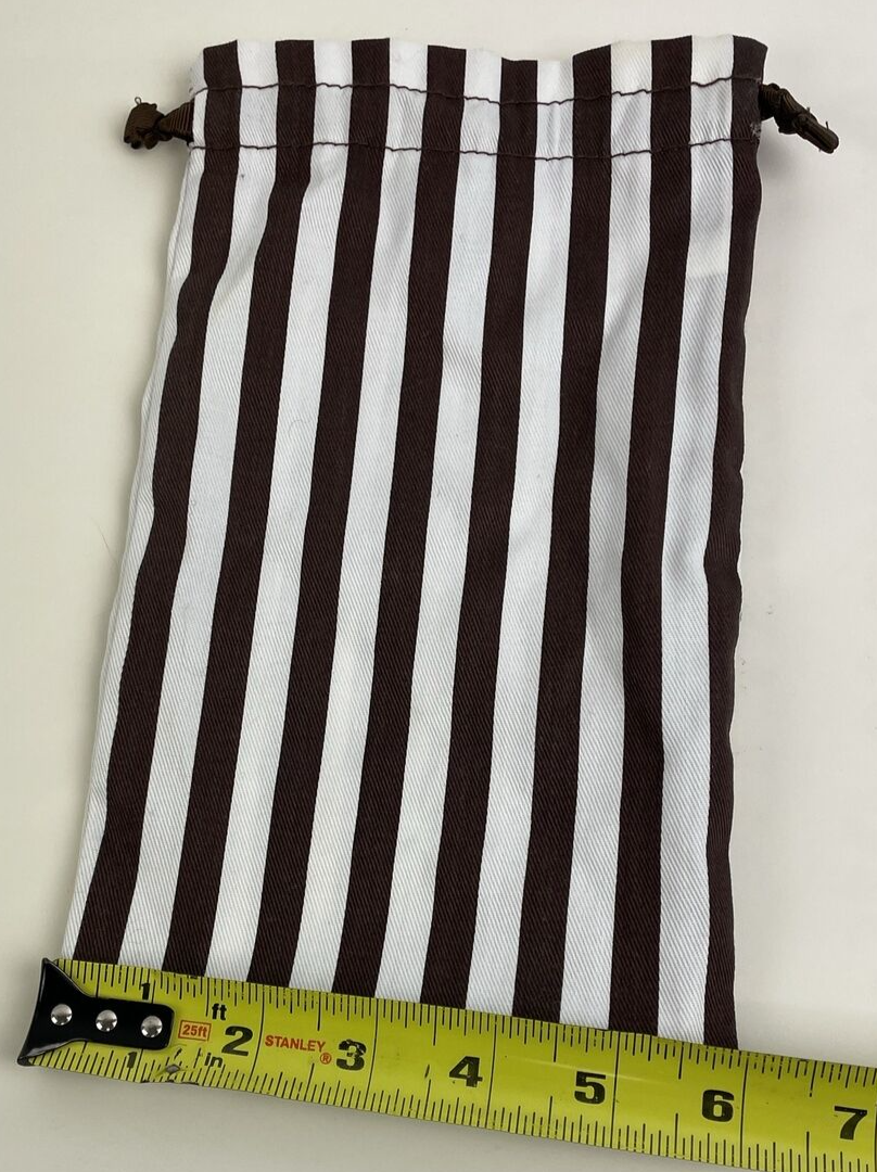 Henri Bendel NYC Dust Bag Wallet, Small Purse Bag 10" x 6"  Brown White Stripes