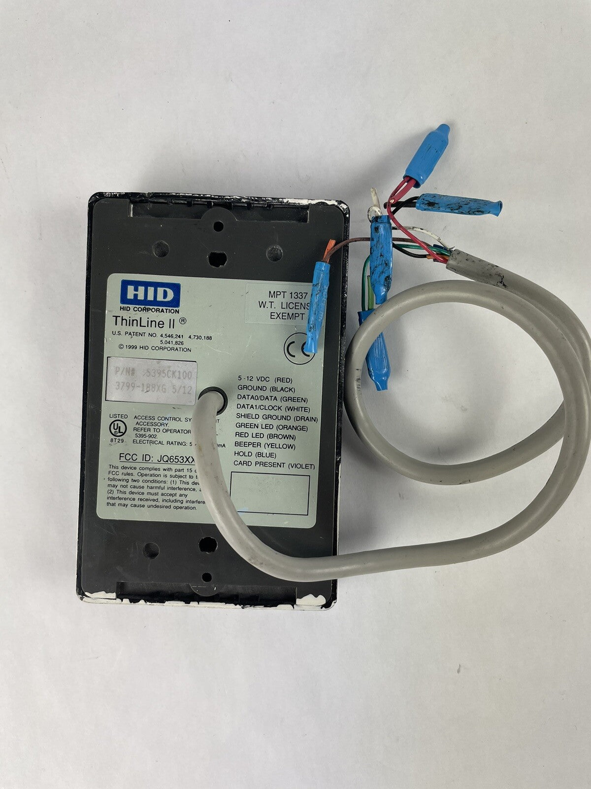 OEM HID ThinLine II 5395CK100 Proximity Card Reader  Wiegand Black with Pigtail