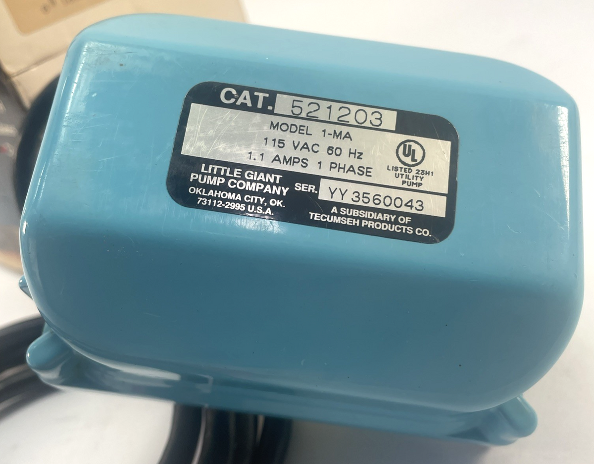Little Giant Pump 521204 Recirculating Stationary Fountain Pump 1-MA 170GPH  VGC