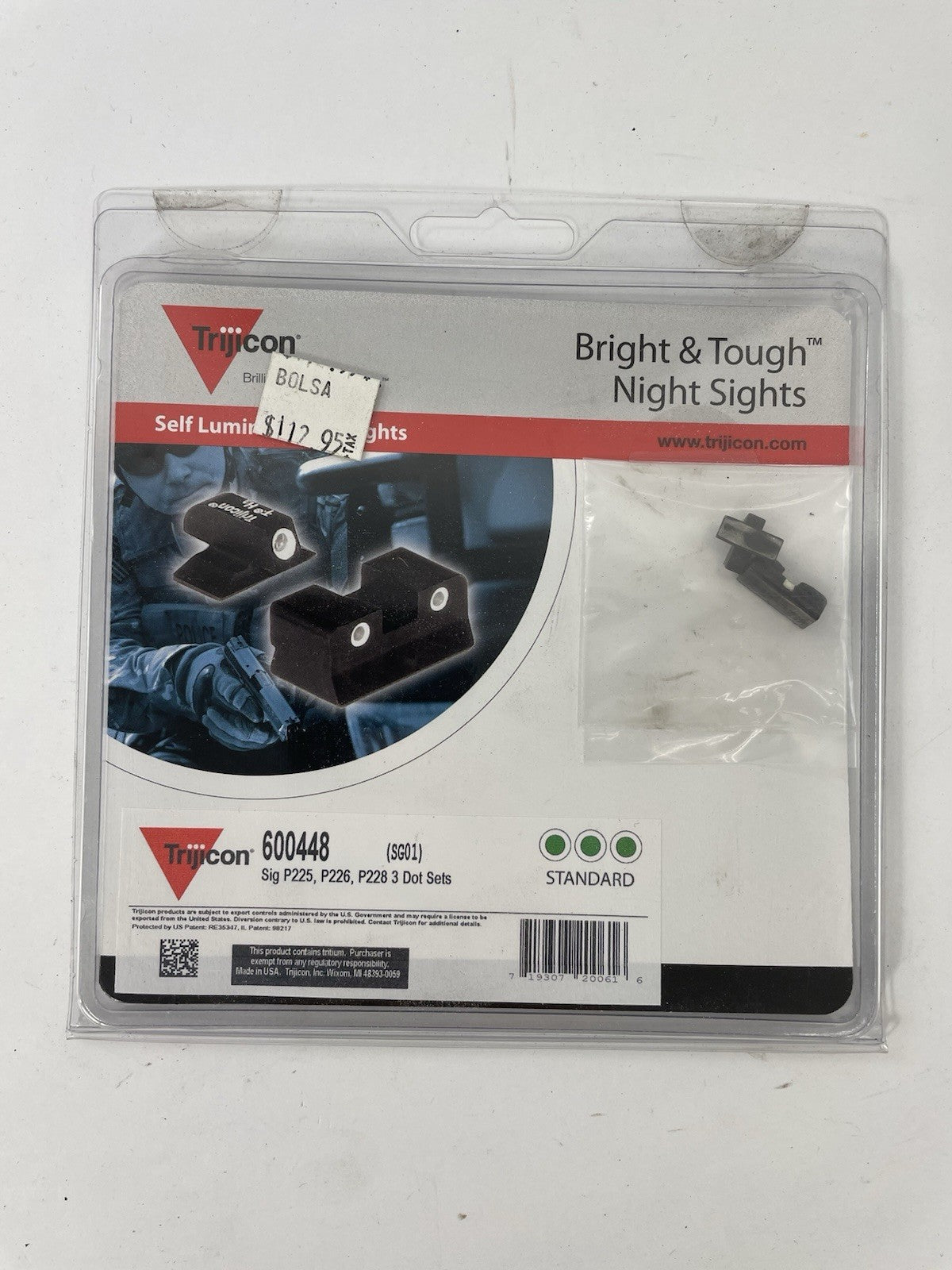 Trijicon Night Sight Set SG01 Green #8 Front & Rear SIG P225/226/228/239  600448