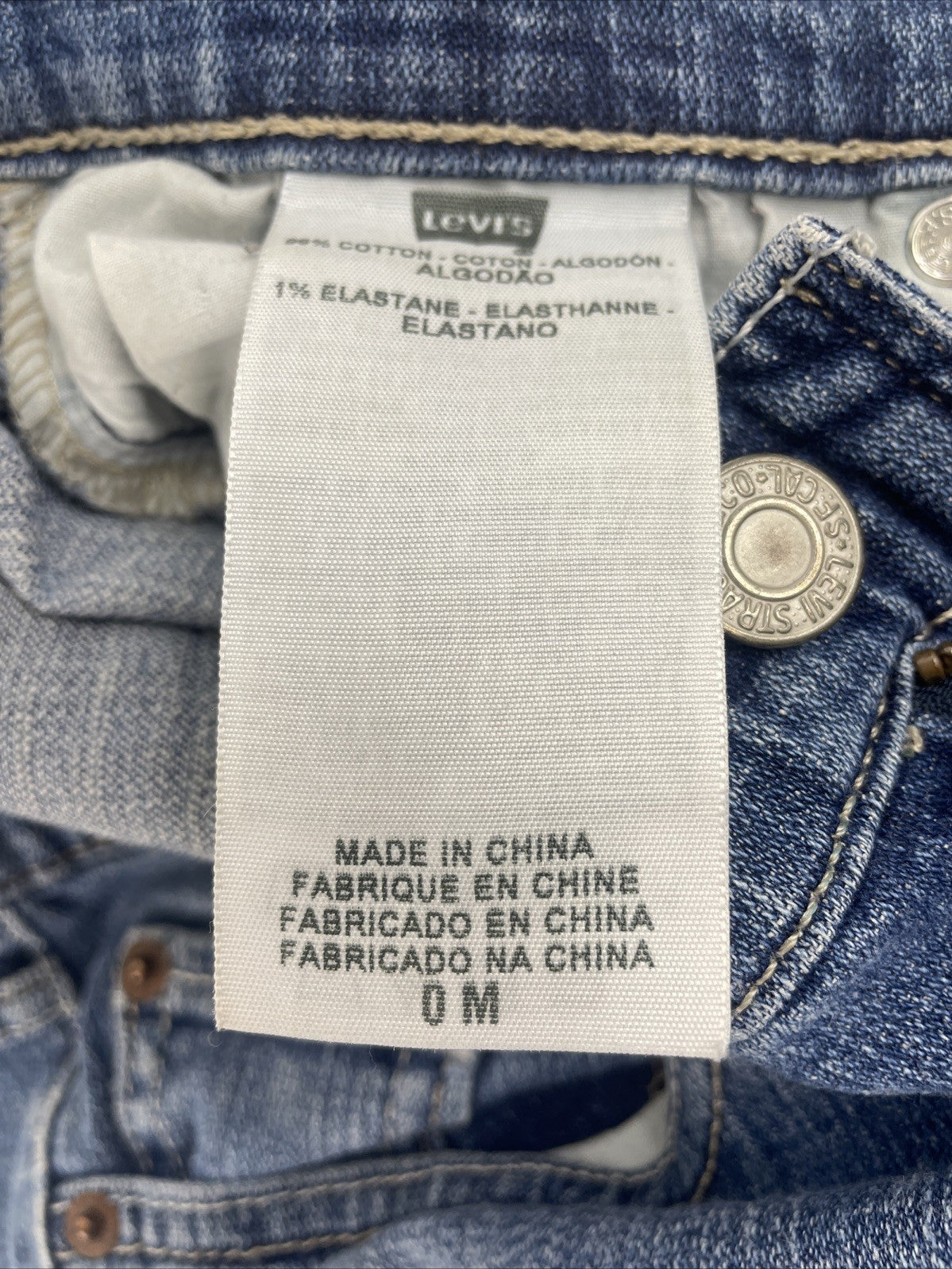 Levis 524 Too Superlow Jeans Women's Size 0M Light Wash Stretch - Worn Tattered