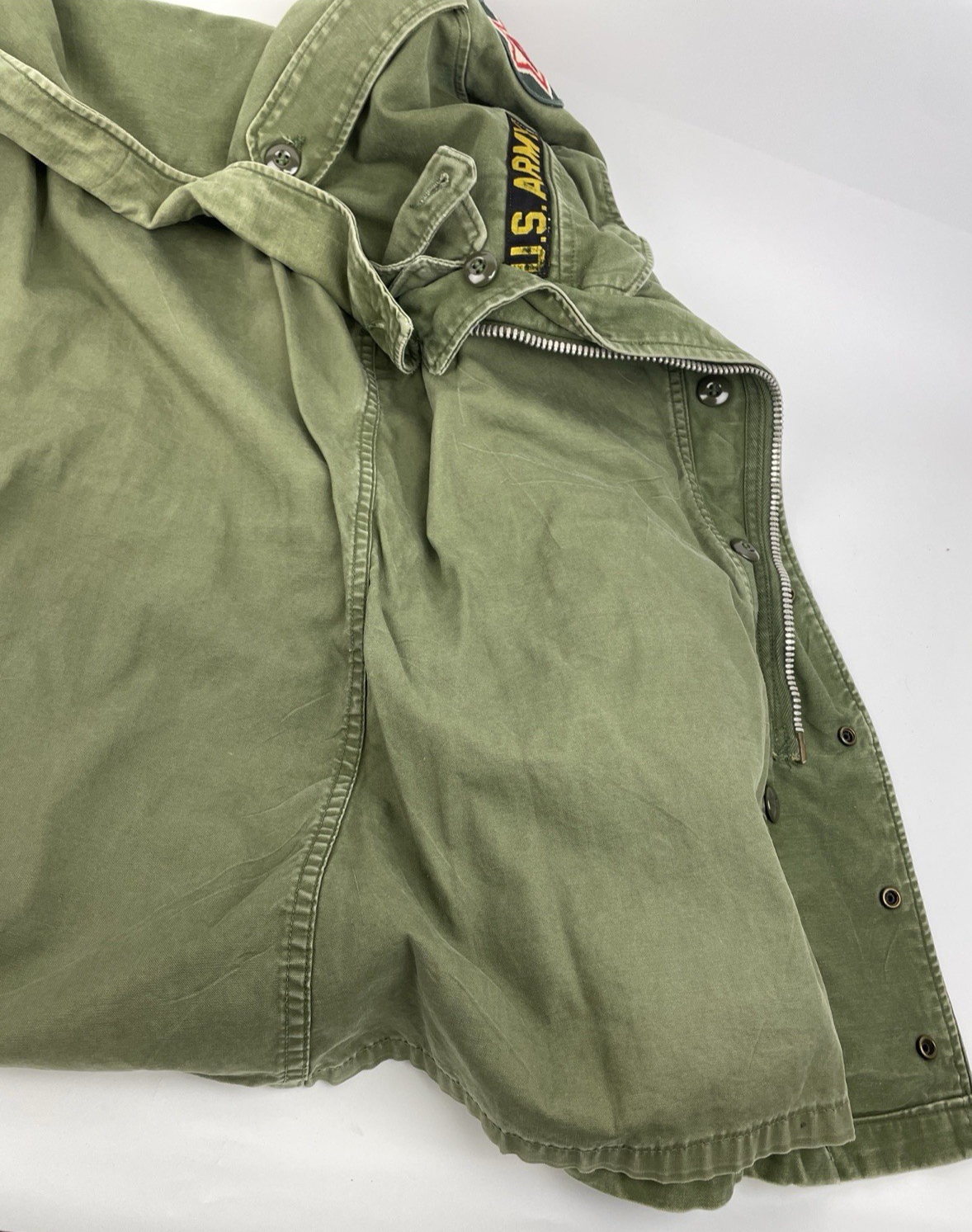 Vintage US Army Coat Mens XS Olive Green Field Jacket WR Sateen OG107 Military