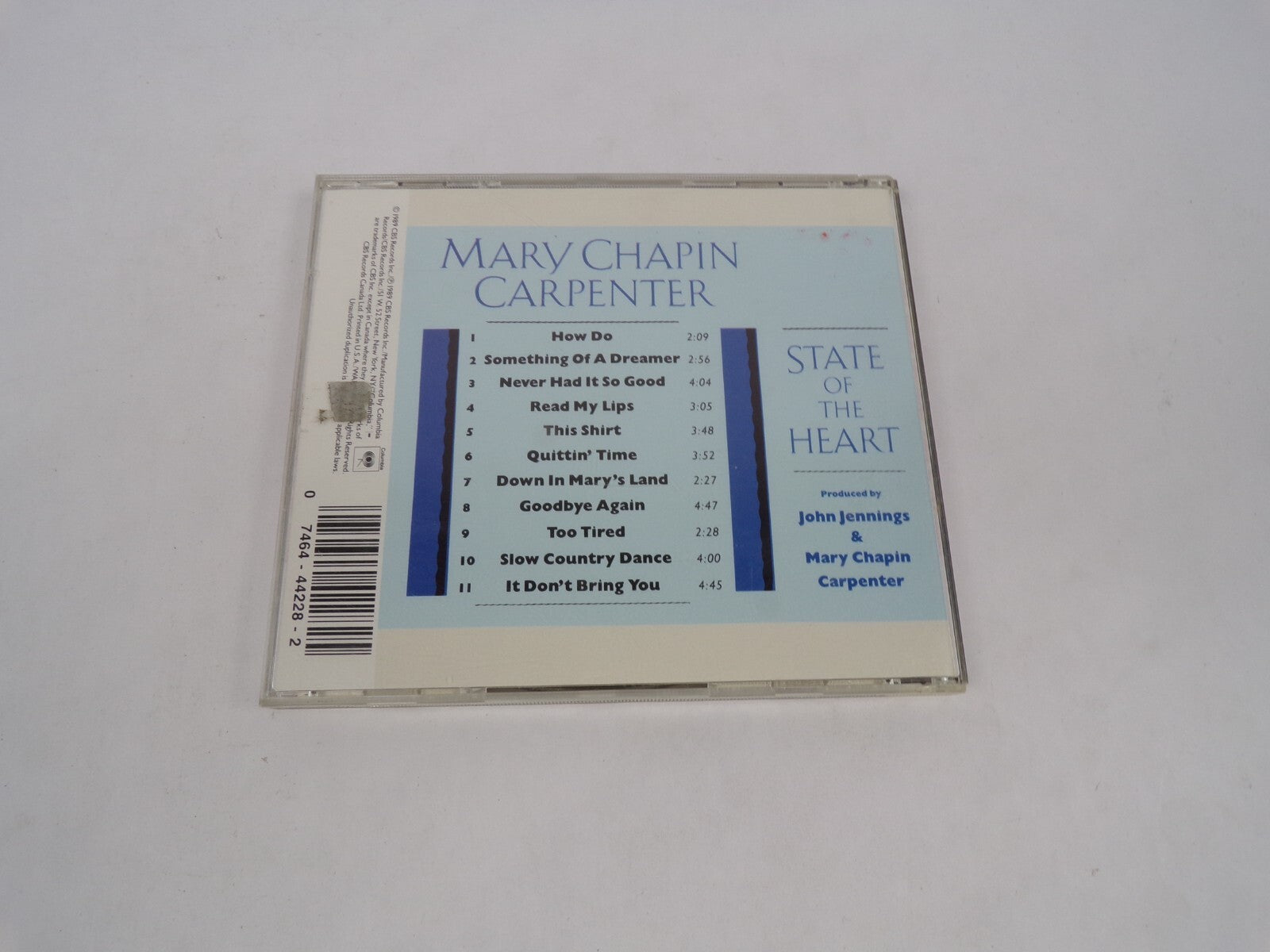 Mary Chapin Carpenter State of the Heart Never Had It So Good Too Tired CD#63
