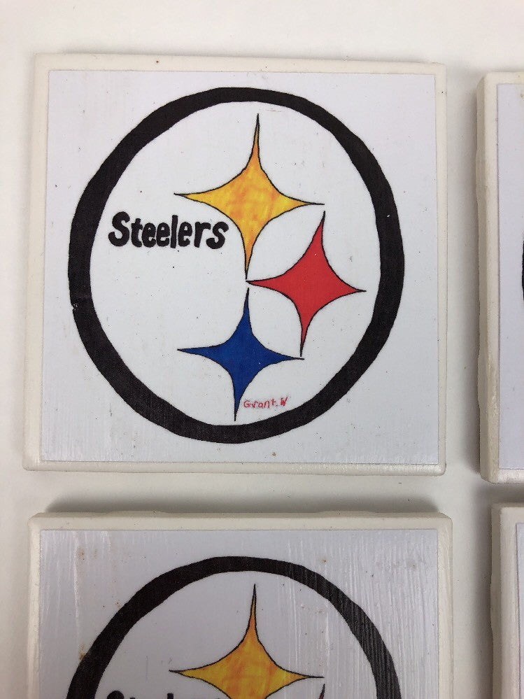  Very Rare Fast ShipPittsburgh Steelers NFL Folk Art Ceramic - Set of 4 Coasters