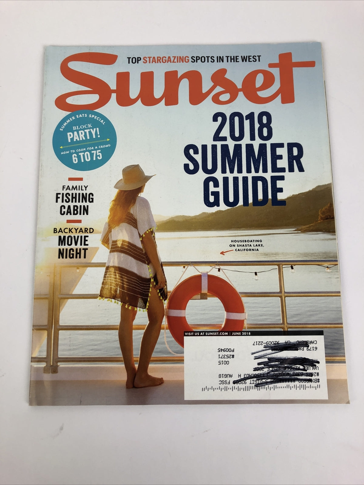 June 2018 Sunset Magazine Family Fishing Cabin, Backyard Movie Night Summer Eats