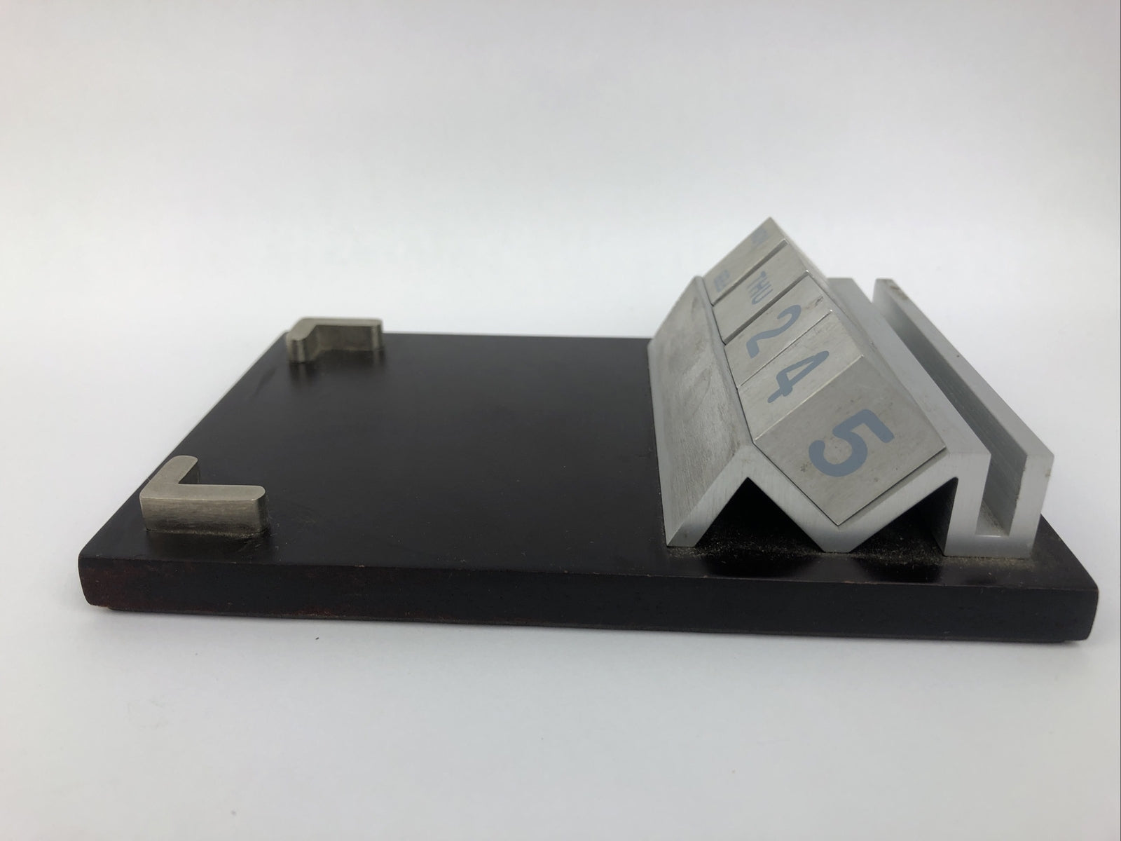 RARE Aluminum Forever Desk Calendar Business Card and Post it Note Holder LOOK