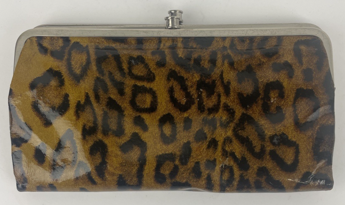 Hobo International Kiss Lock Metallic Leopard Cat Style Wallet Clutch - LOOK