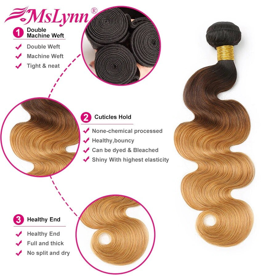 Brand New Mslynn Brazilian Hair Body Wave N5 Size 20" Natural Color A1