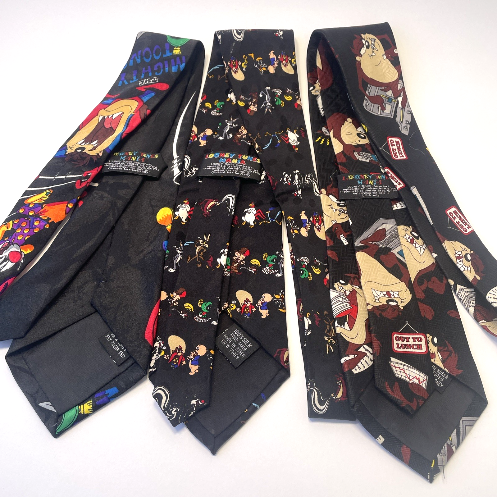 Looney Tunes, Disney, Sponge BOB, SLINKY Mens Neck Tie Bugs Bunny Taz LOT OF 9