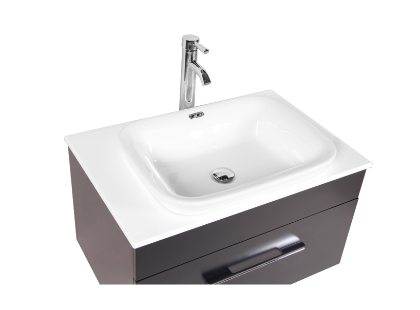 Sabrina 30 in. W x 20 in. D Floating Vanity Black Engineered Stone White Basin