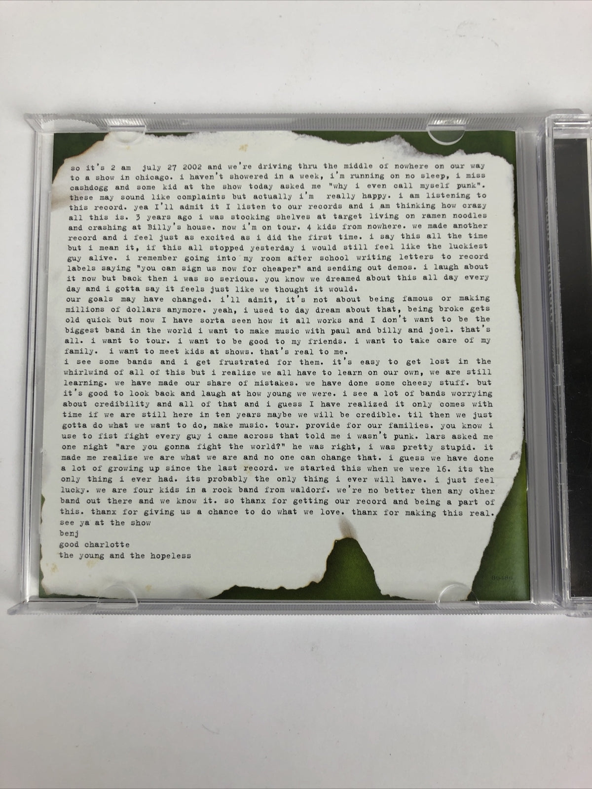 Good Charlotte : The Young and the Hopeless Digital Audio CD Epic MINT Disc #56