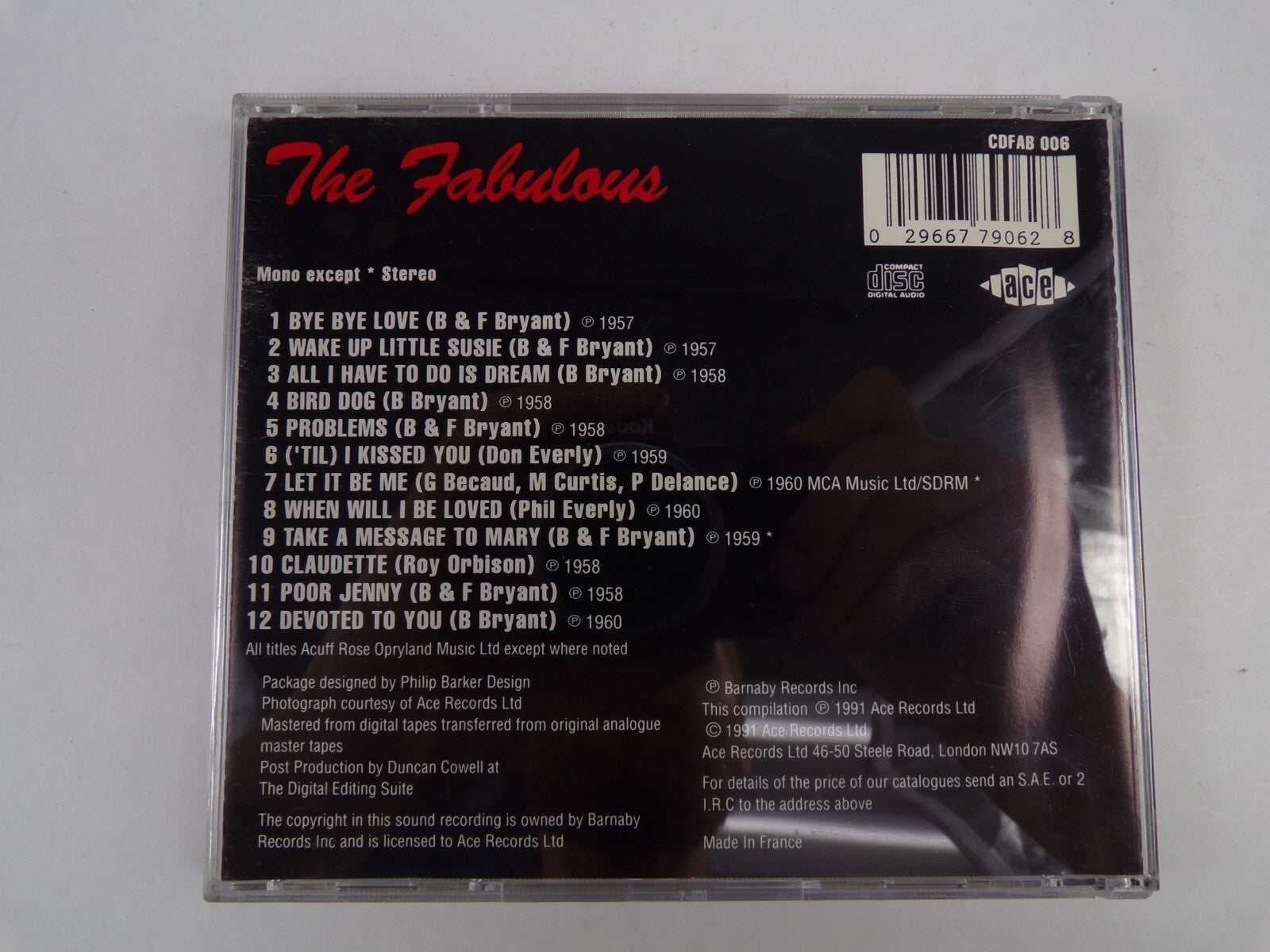 the Fabulous Every Brothers Bye Bye Love All I Have To Do Is Dream CD#42