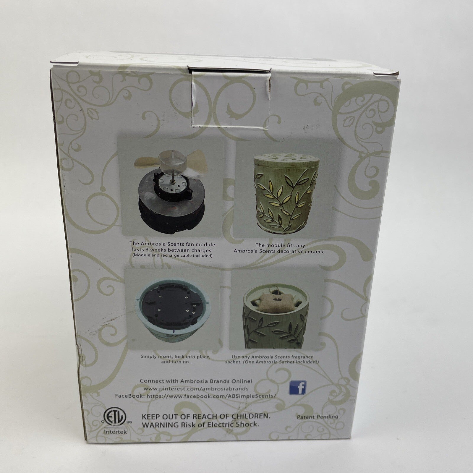 AMBROSIA SCENTS Sachet (Cinnamon Spice) Module HOLDER Aspen Design Cordless NEW