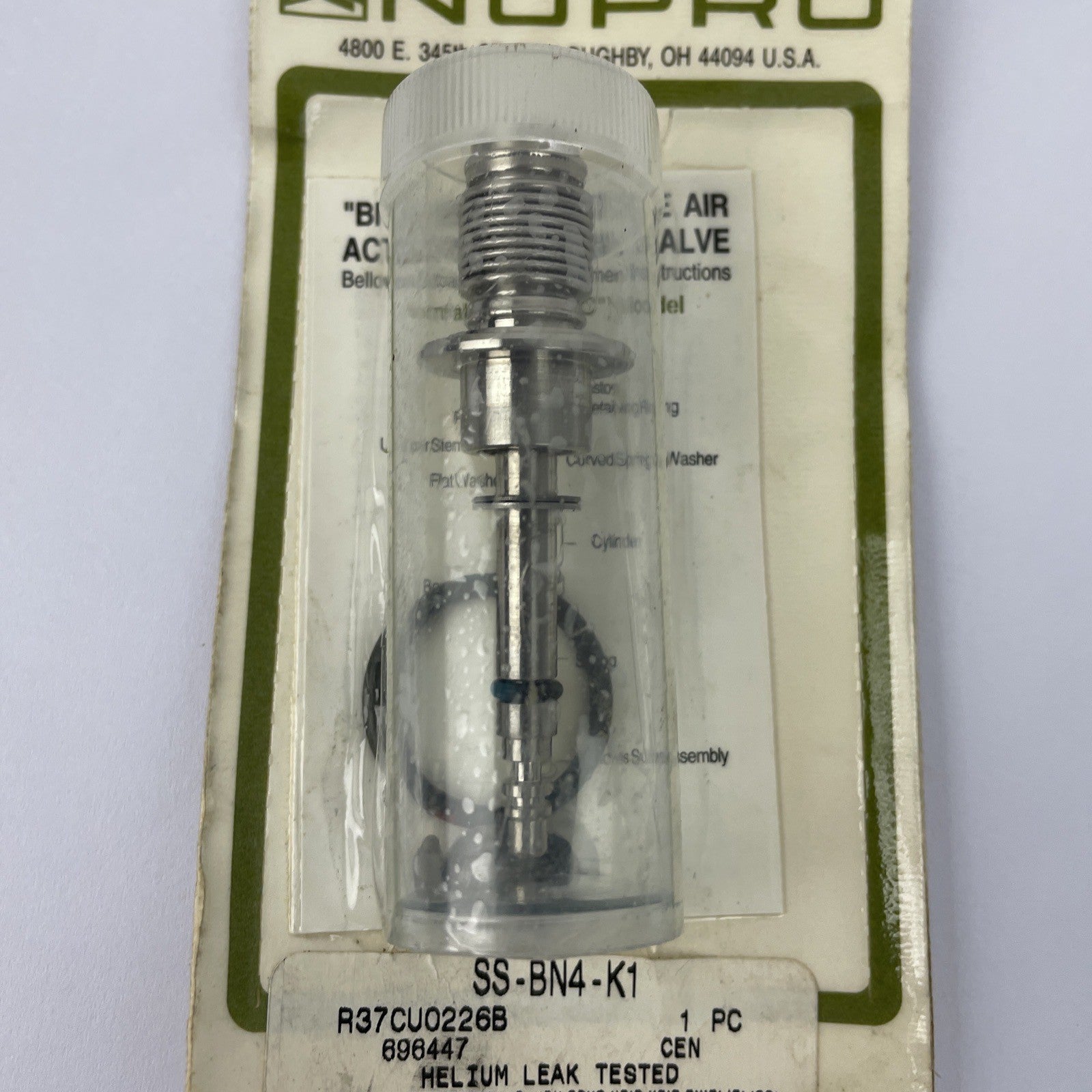 NUPRO / Swagelok  SS-BN4-K1 PCTFE Bellows / Stem / Stem Tip / Adapter Kit FNSP