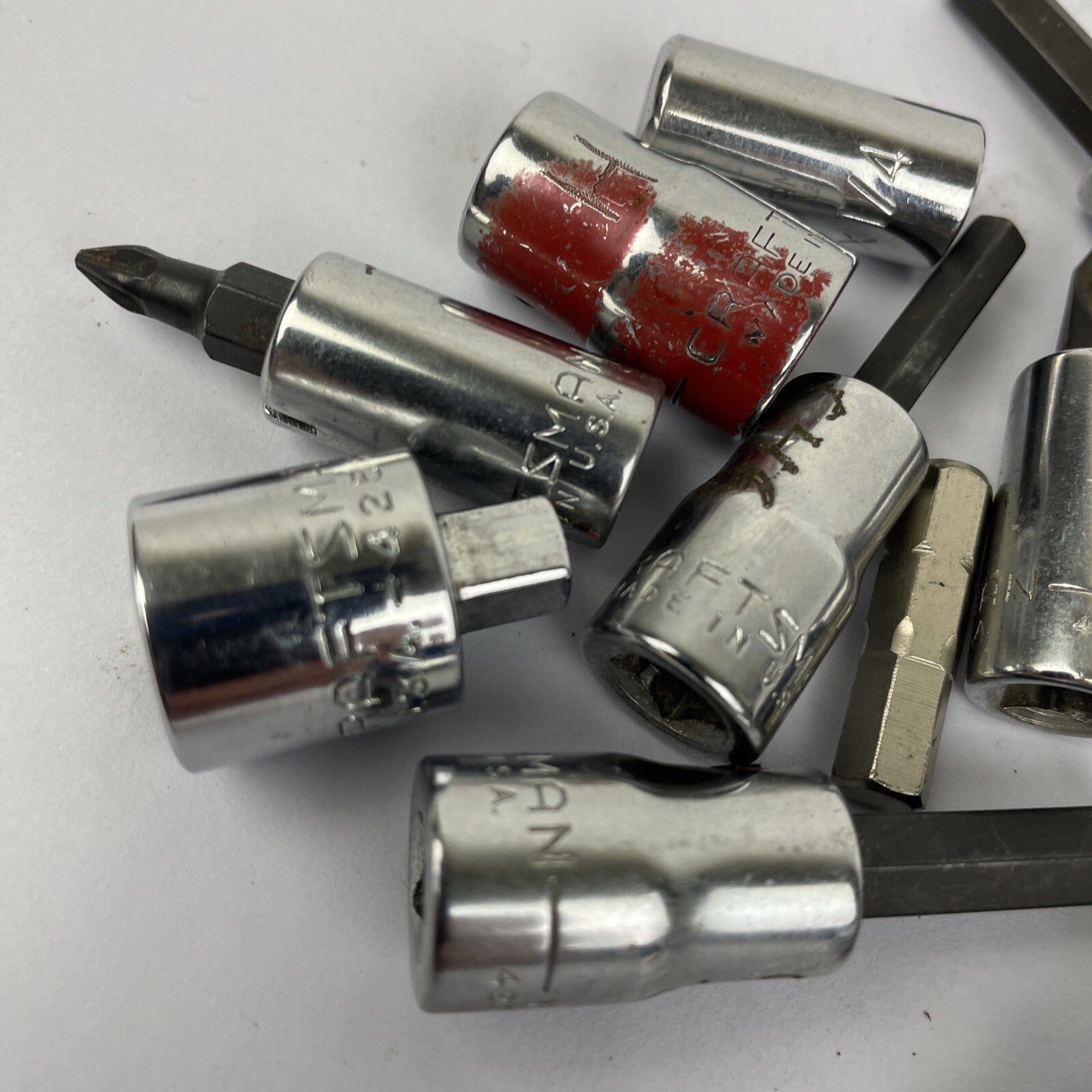 LOT OF 10 x CRAFTSMAN 3/8 1/2" Phillips Flat Allen Screwdriver Socket Wrench Bit
