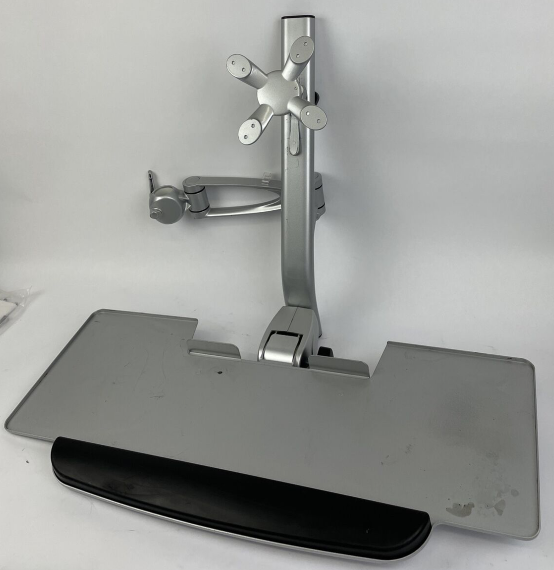 USED Single Monitor & Keyboard Sit-Stand Pole Mount Standing Workstation - LOOK