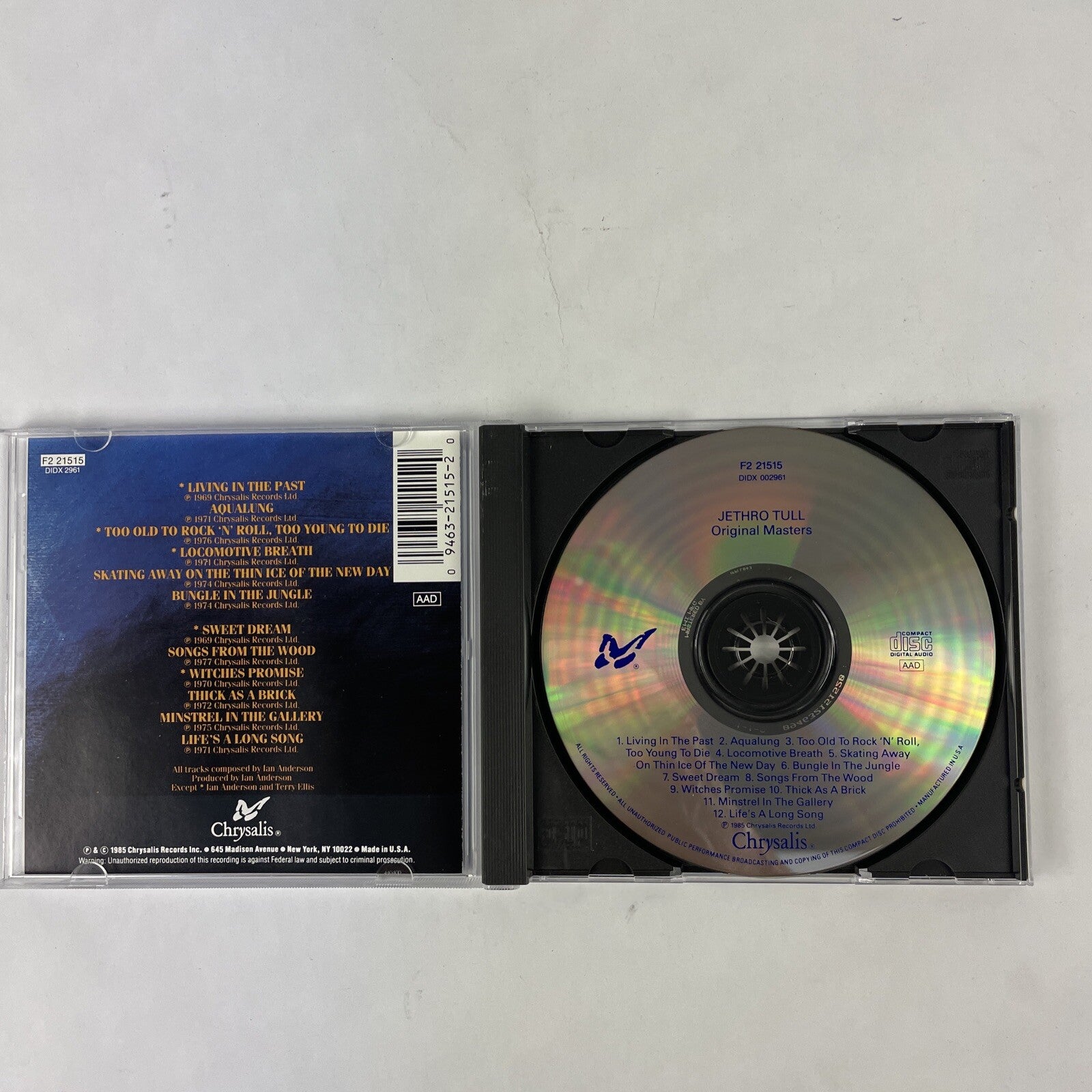 Jethro Tull - Original Masters CD Chrysalis Records (1985) # 16