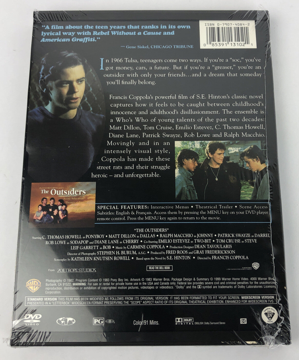 Outsiders DVD Francis Ford Coppola(DIR) 1983 Francis Ford Coppola - Mint Disc