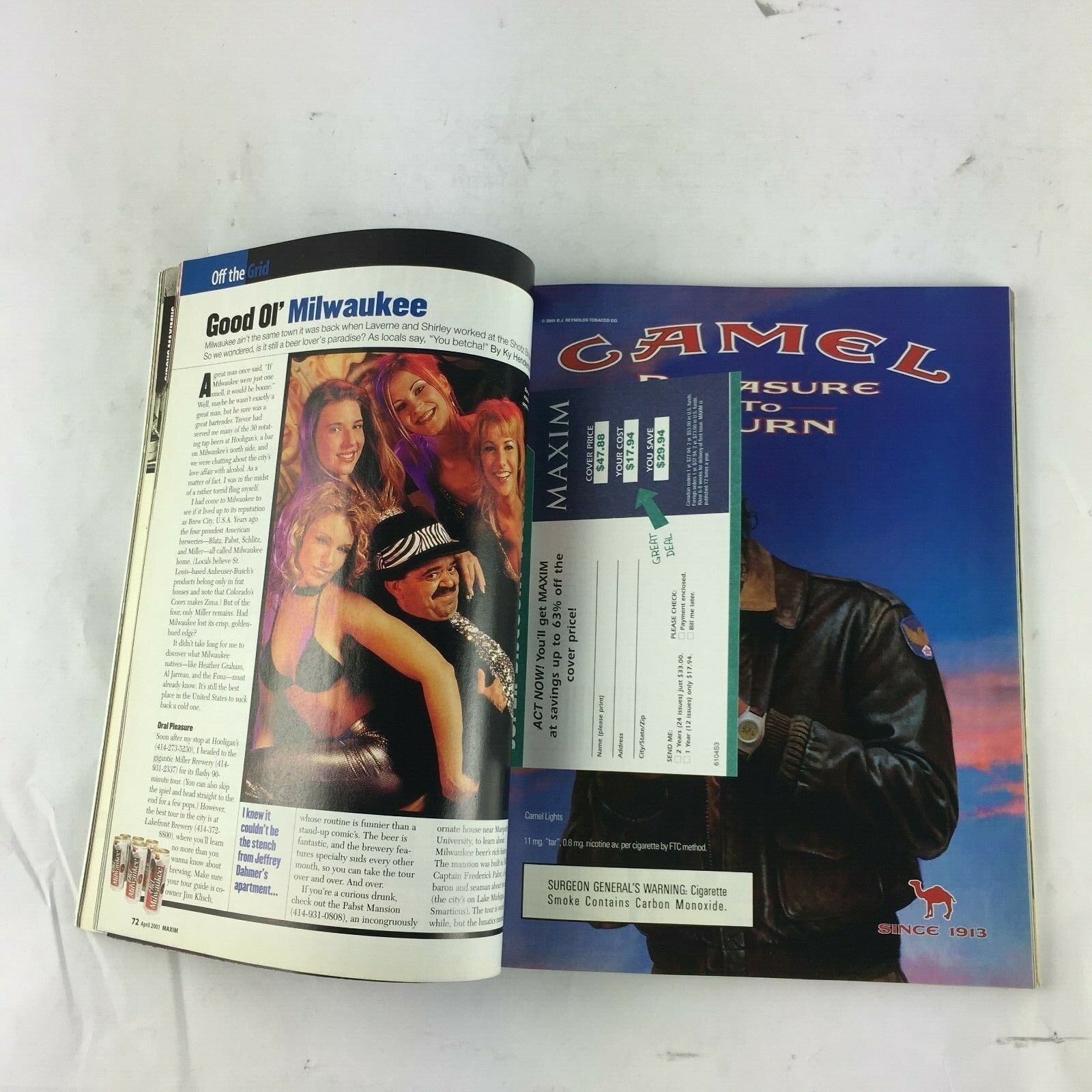 April 2001 Maxim Magazine Glory Glory Sex on the edge Pass the Harpoon!
