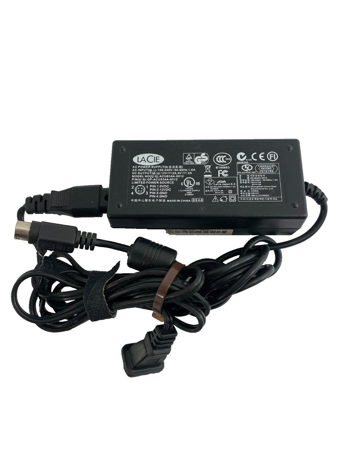 Geniune Lacie AC Adapter ACU034A-0512 Output 12 V  2 A Power Supply Adapter #A97
