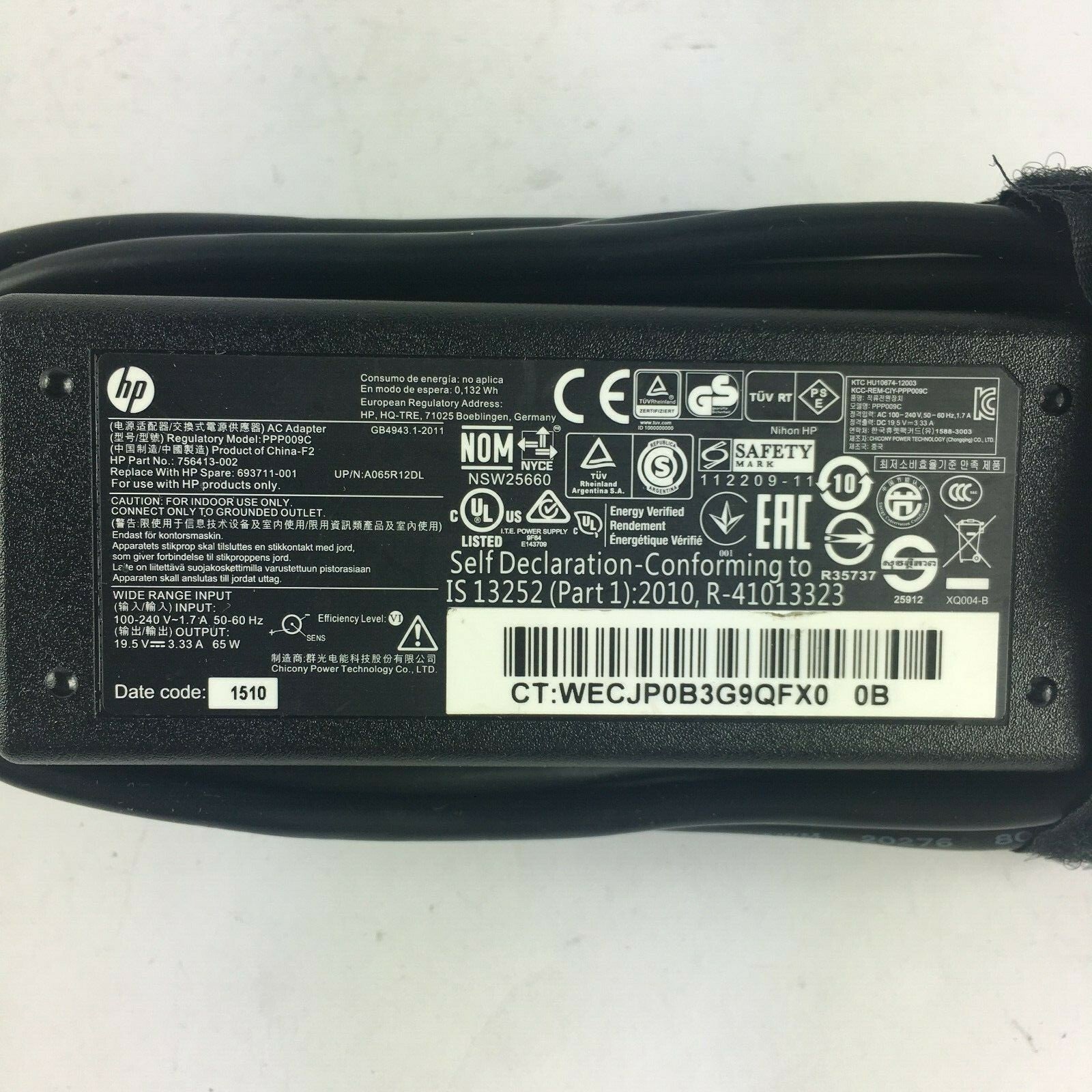 Genuine HP PPP009C 756413-002 Output 19.5V 3.33A Power Supply Adapter A3