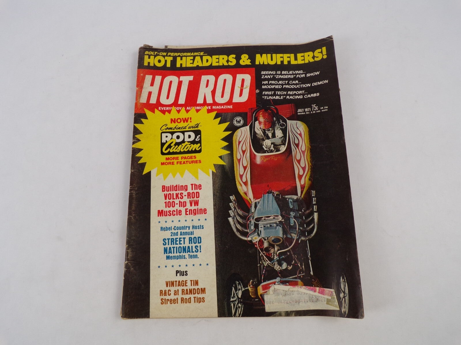 July 1971 Hot Rod Magazine Hot Headers&Mufflers! Now! Combined With Rod&Custom