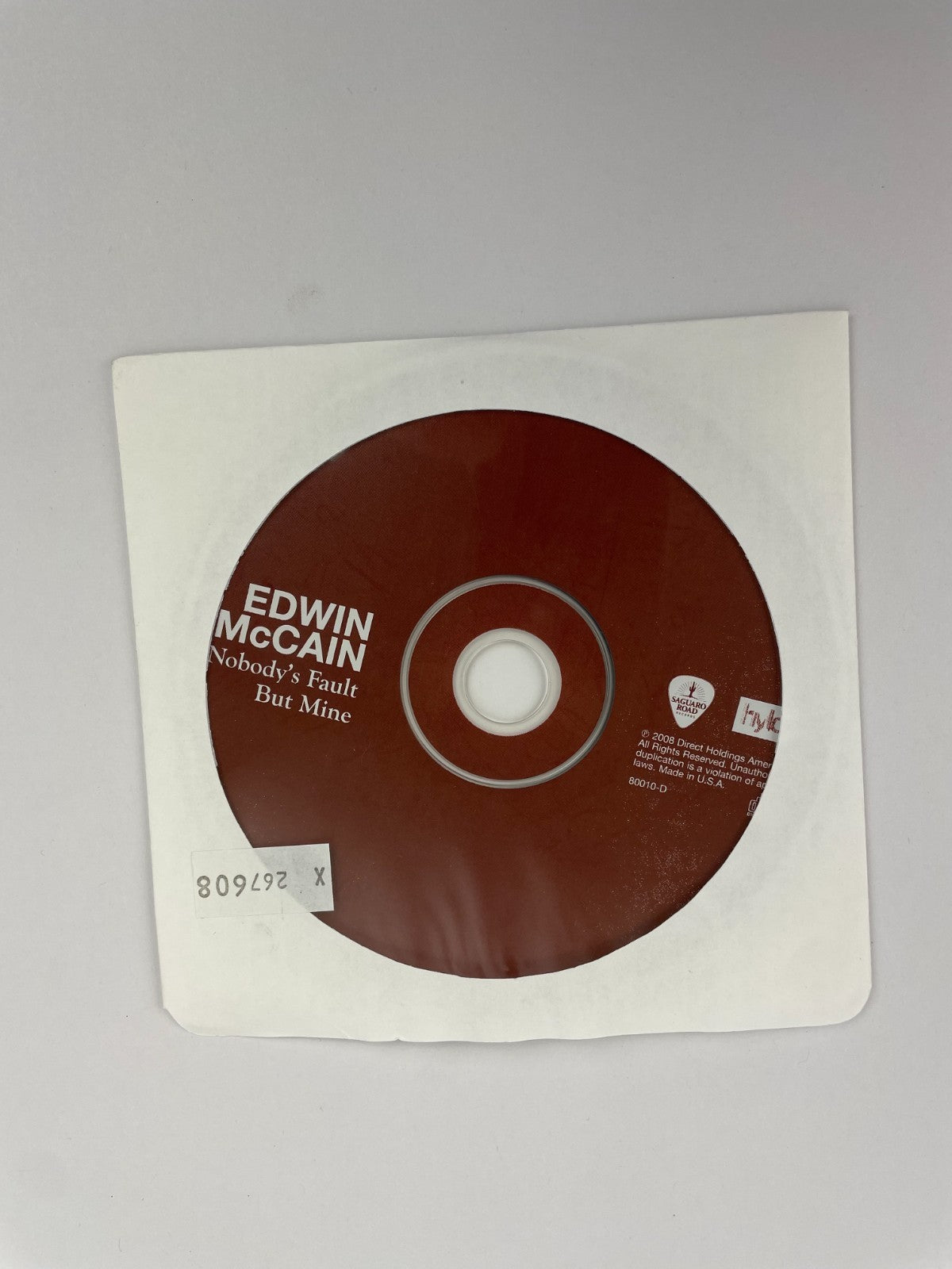 Edwin McCain Nobody’s Fault But Mine Digital Audio CD Saguaro Road Records 2008