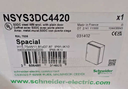 Schneider Electric Wall Mounting Metal Enclosure 15.7" x 15.7" x7.9" NSYS3DC4420