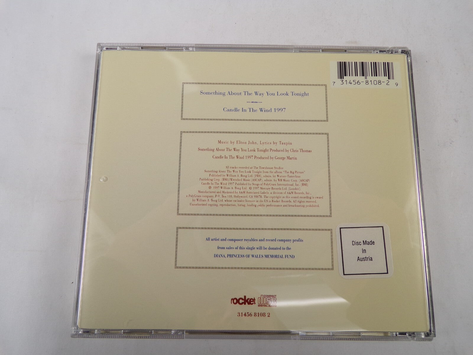 Elton John Something About The Way You Look Tonight Music By Elton John CD#57