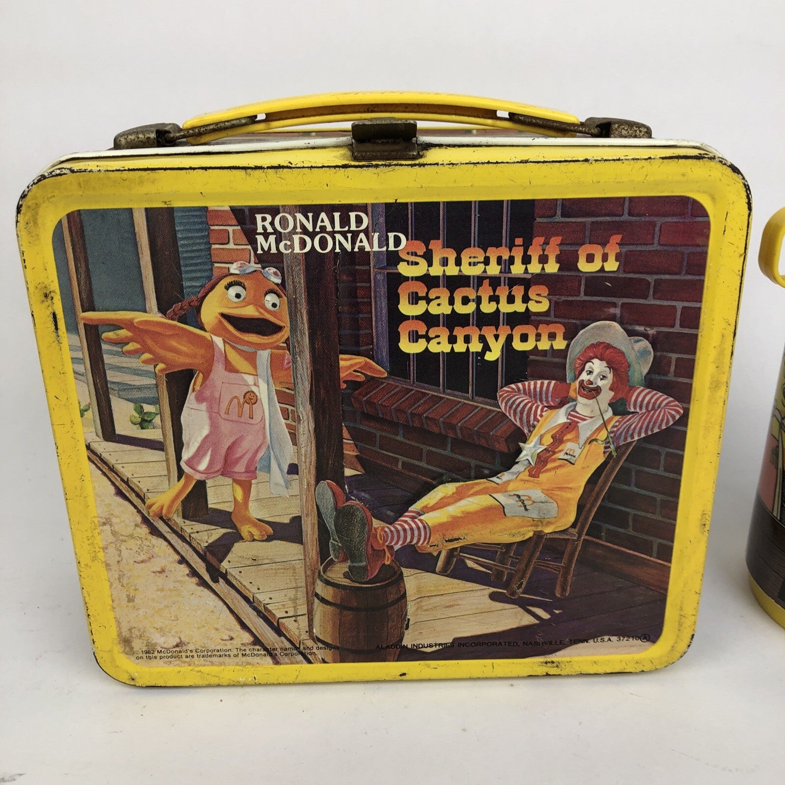 Ronald McDonald Sheriff of Cactus Canyon Metal Lunchbox w/ thermos Aladdin 1982